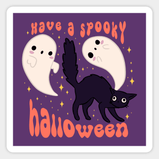 Have a spooky halloween Cute spooky black cat with ghost friends Magnet
